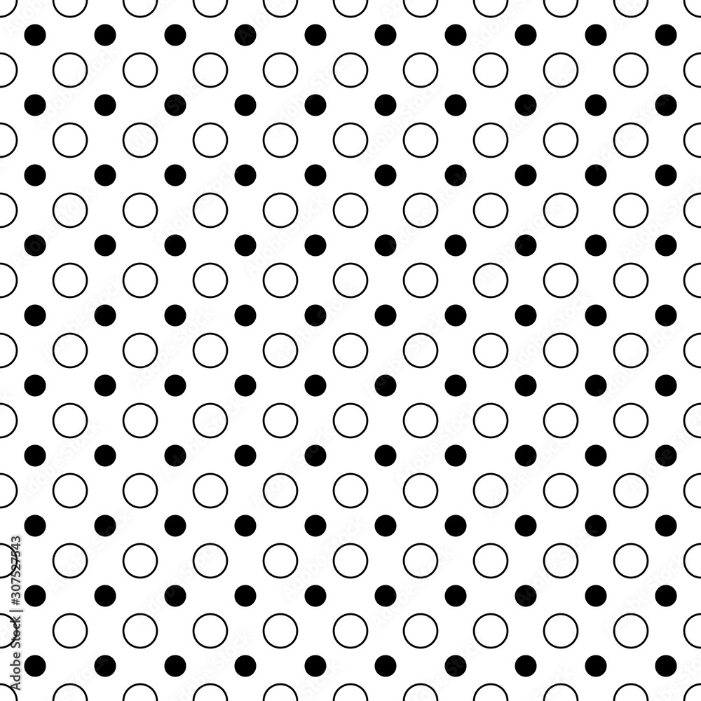 circle line and polka dots seamless pattern background black color
