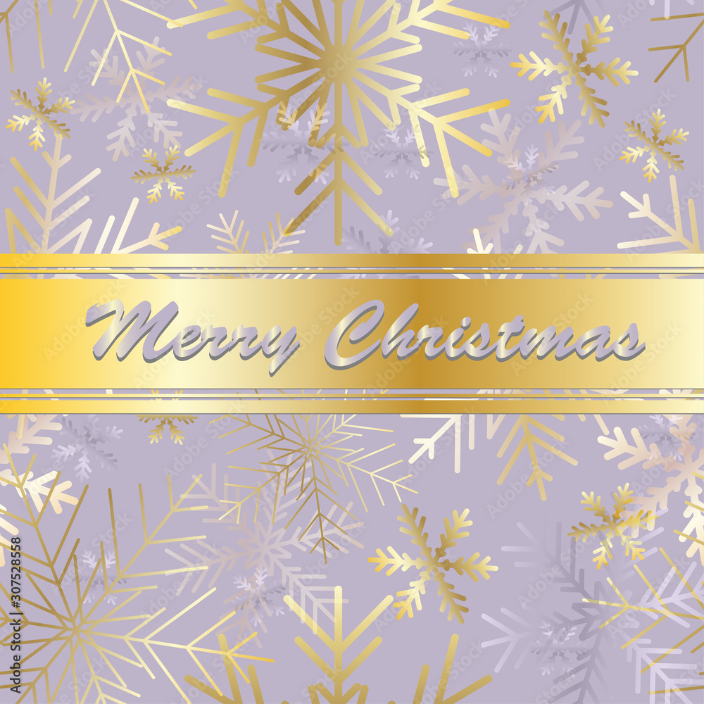 Vector Christmas card. Golden lettering 