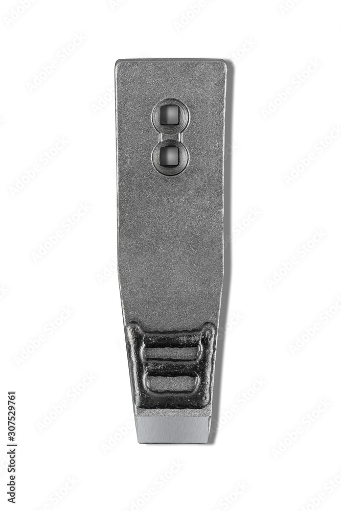 Cultivator coulter reinforced with tungsten carbide, placed on white isolated background with shadow Cultivator coulter reinforced with tungsten carbide, placed on white isolated background with shadow