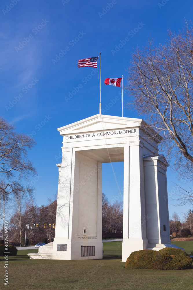 The peace arch border. Peace arch border between Canada and USA ...