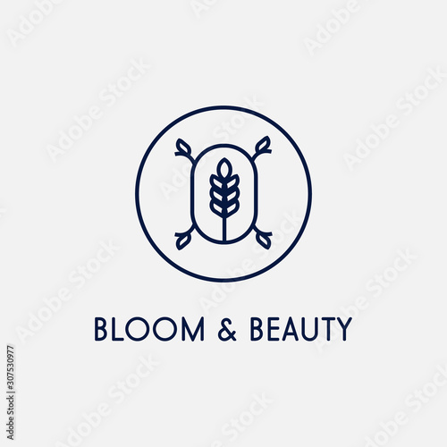 Botanical logo minimalism template on grey background for business company or brand identity