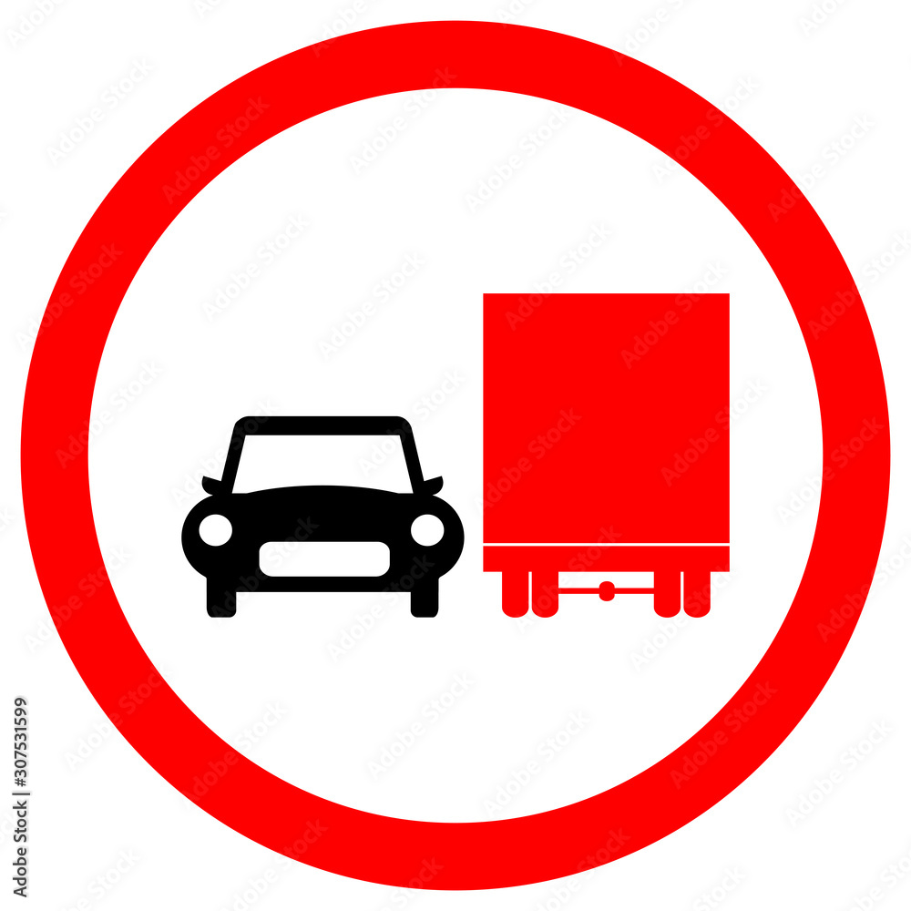 Prohibit Truck Do Not Overtake Traffic Road Sign,Vector Illustration, Isolate On White Background Label. EPS10 Prohibit Truck Do Not Overtake Traffic Road Sign,Vector Illustration, Isolate On White Background Label. EPS10