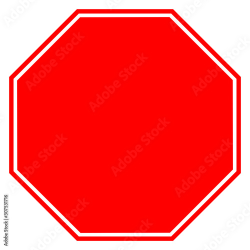 Blank Stop Sign,Vector Illustration, Isolate On White Background, Label. EPS10