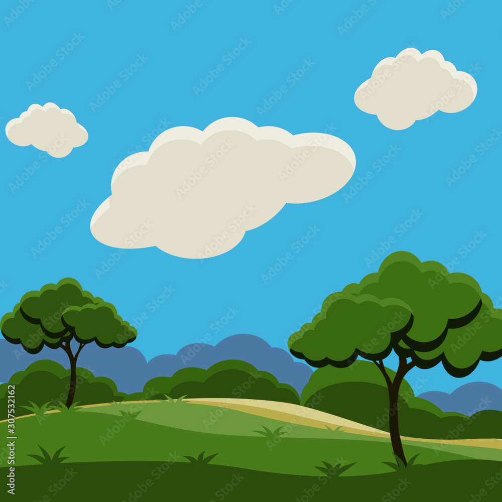 landscape with trees and clouds