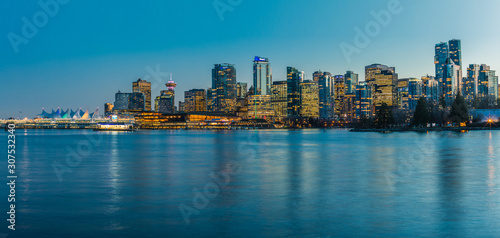 Beautiful panorama view on Vancouver Downtown view from Stanley Park