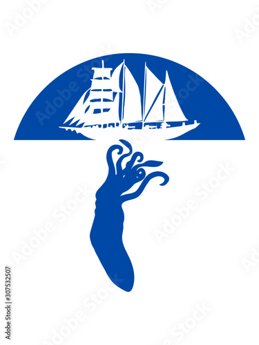 Monster Riesenkrake Segelschiff 