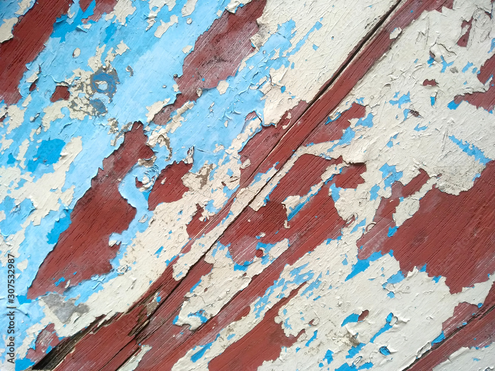 Wood walls with peeling paint. Wood wall texture can be used as a wall