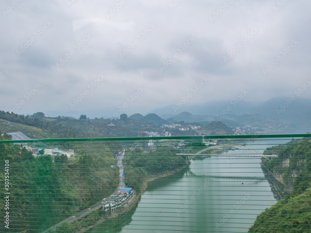 Beautiful View on the Highway road from zhangjiajie city to fenghuang County in Hunan province china Beautiful View on the Highway road from zhangjiajie city to fenghuang County in Hunan province china