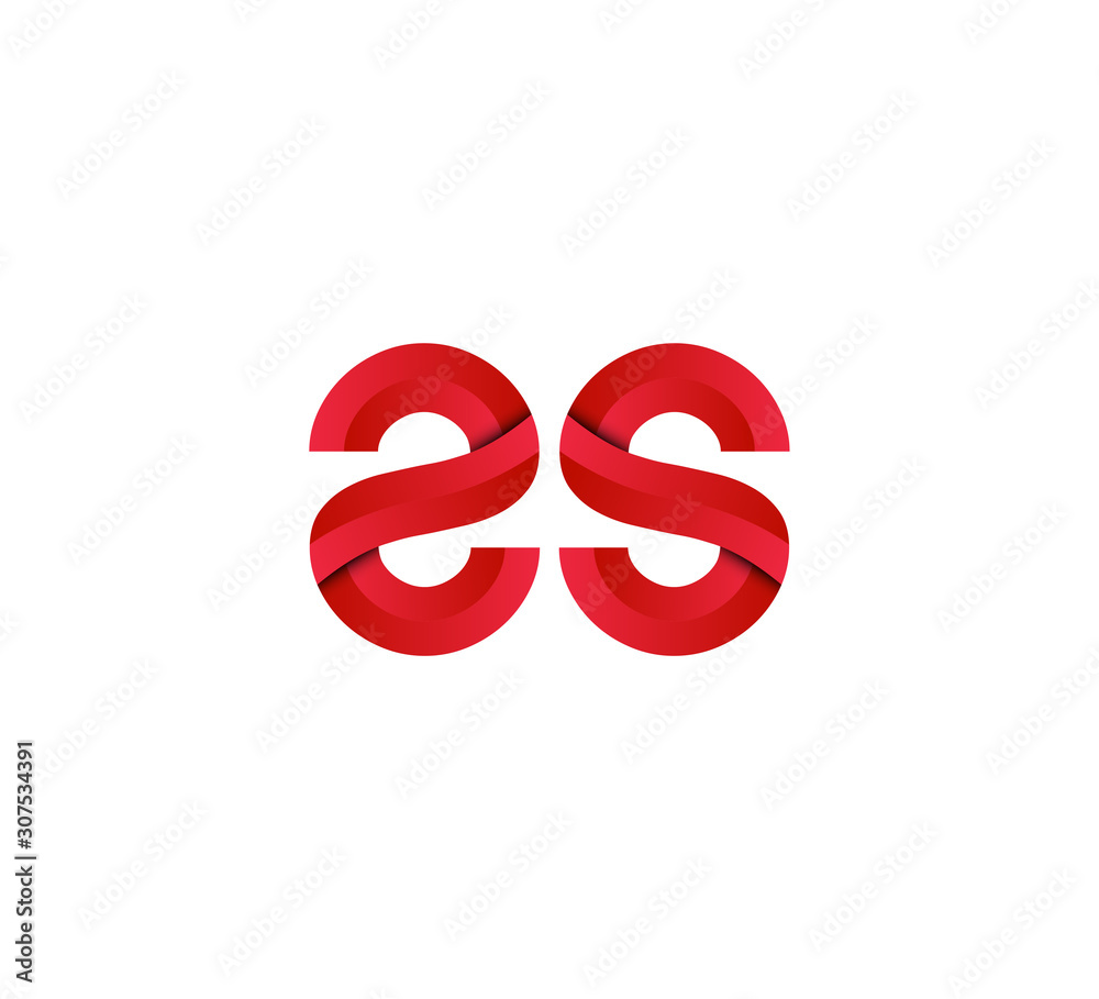 Fototapeta premium Initial two letter red 3D logo vector ss