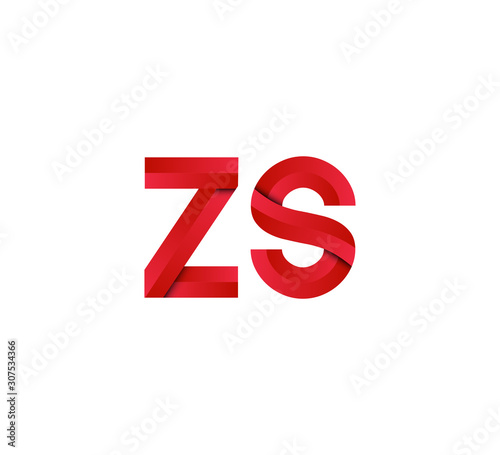 Initial two letter red 3D logo vector zs