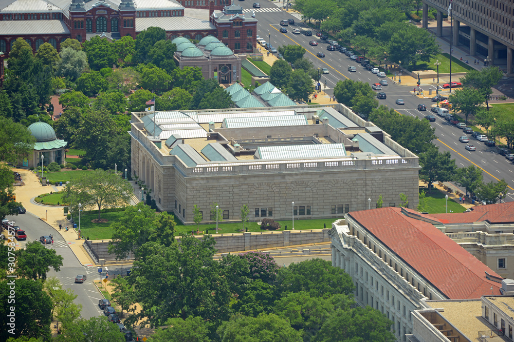 Fototapeta premium Freer Gallery of Art aerial view from top of the Washington Monument in Washington, District of Columbia DC, USA.