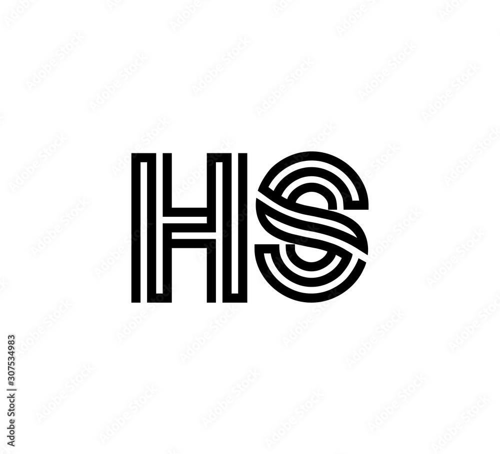 Initial two letter black line shape logo vector HS Initial two letter black line shape logo vector HS