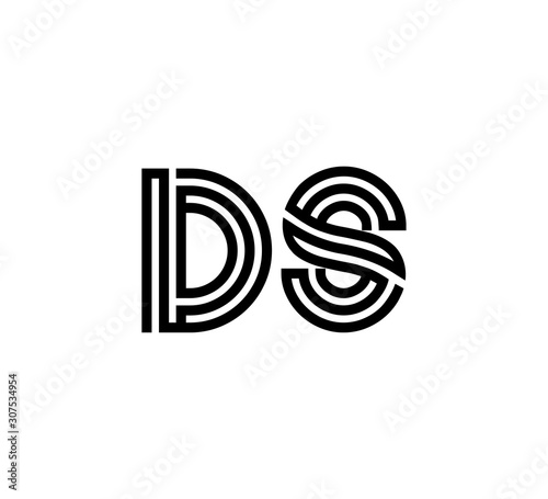 Initial two letter black line shape logo vector DS