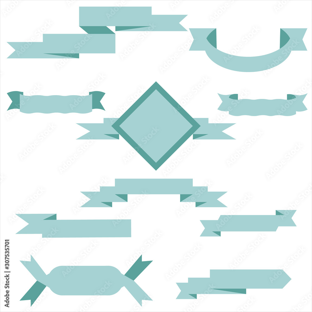 PASTEL Ribbon Set In Isolated For Celebration And Winner Award Banner White Background PASTEL Ribbon Set In Isolated For Celebration And Winner Award Banner White Background