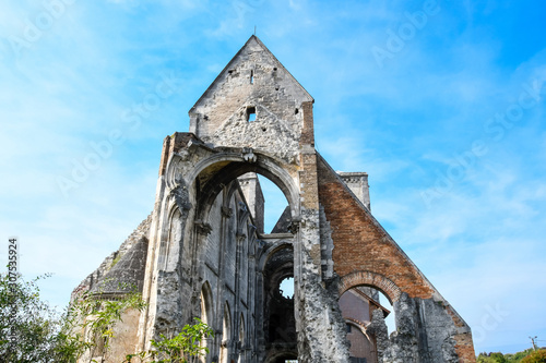 Zsambek Church Ruins, situated near Budapest, Hungary. Construction started in 1220, it was rebuilt after that, then an earthquake in 1763 ruined the church once again.  photo