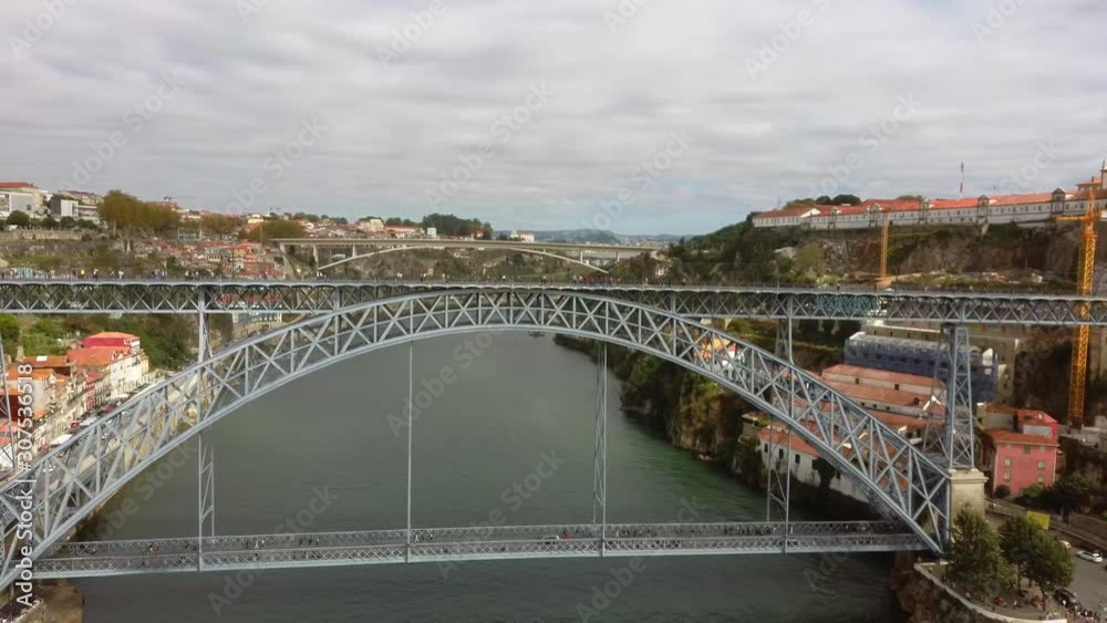 Reverse view of the Don Luis I bridge in Porto, Portugal. Reverse view of the Don Luis I bridge in Porto, Portugal.