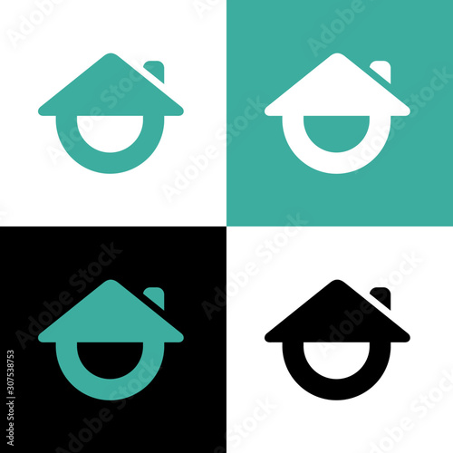 Happy house logo template, comedy club icon design, smile home symbol