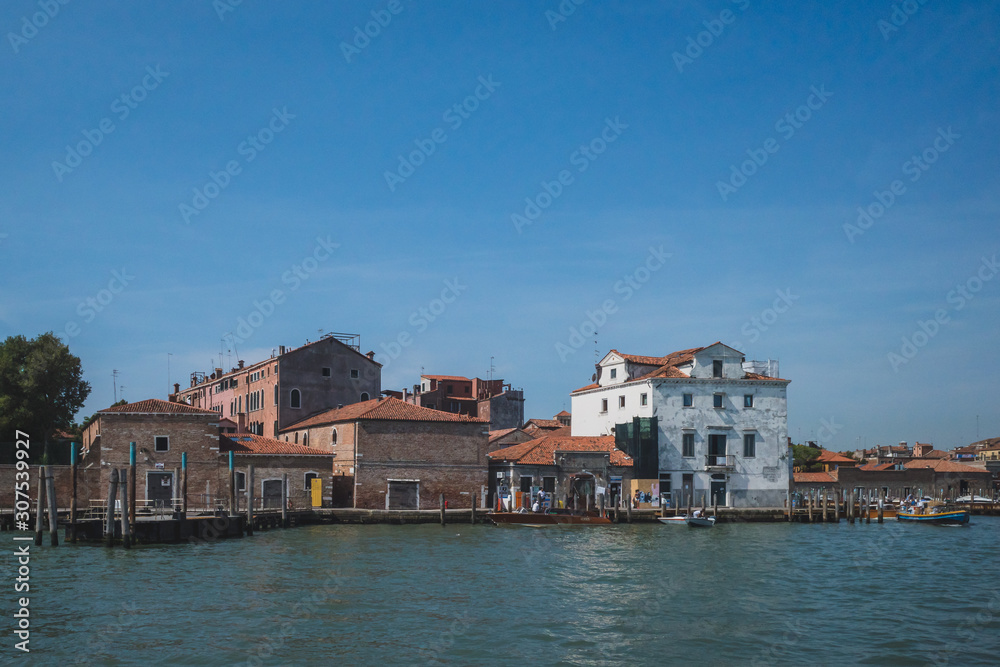 Buildings and architecture by water, in Cannaregio, Venice, Italy