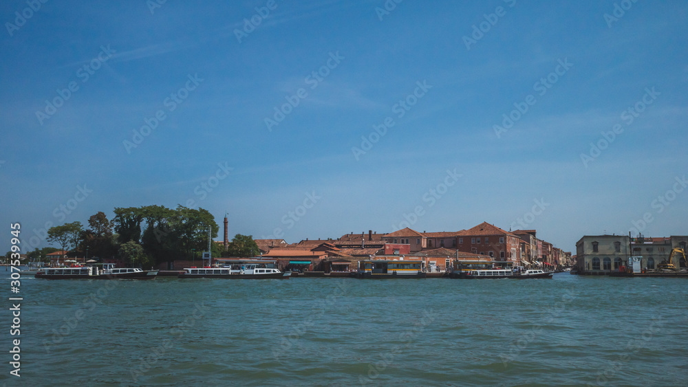 Vaporetto stop on island of Murano, in Venice, Italy