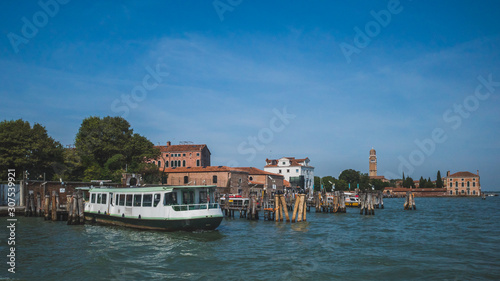Boats and vaporettos in Venice, Italy