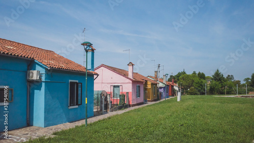 Colourful houses on island of Mazzorbo, close to Burano, Venice, Italy