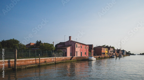 Colourful houses on island of Mazzorbo, near Burano, Venice, Italy © Mark Zhu