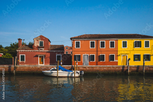 Colourful houses on island of Mazzorbo, near Burano, Venice, Italy
