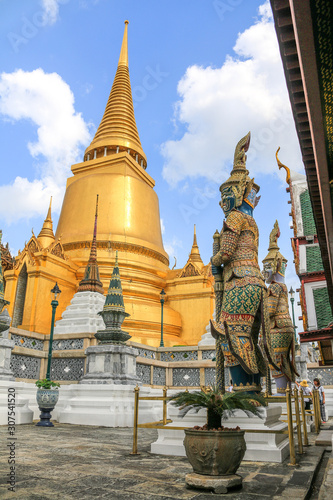 Grand palace and Wat phra keaw or Temple of the Emerald Buddha is one of the most important Buddhist temples, Bangkok, Thailand 