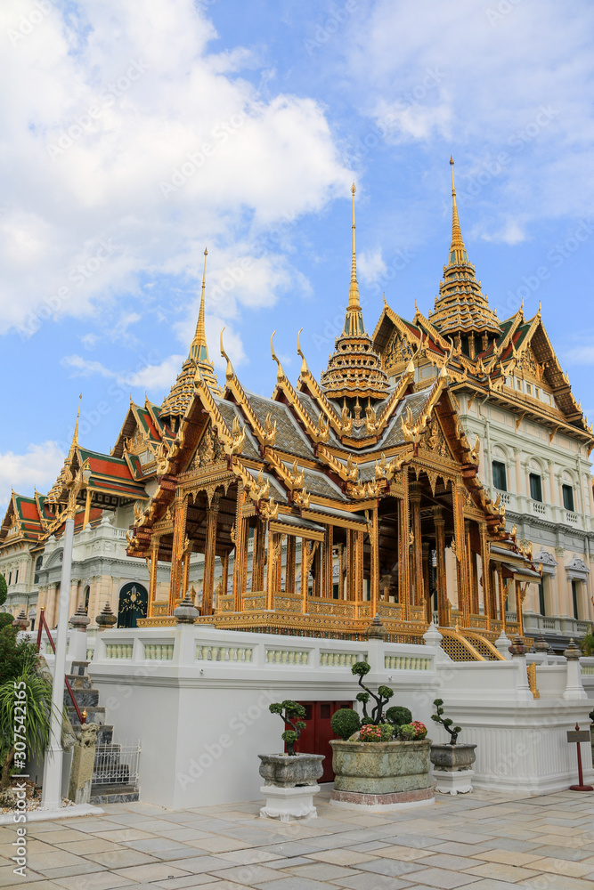 Grand palace and Wat phra keaw or Temple of the Emerald Buddha  is one of the most important Buddhist temples, Bangkok, Thailand 