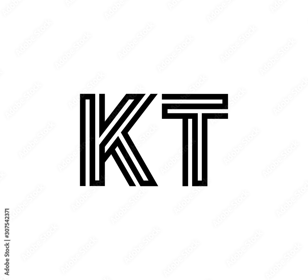Initial two letter black line shape logo vector KT Initial two letter black line shape logo vector KT