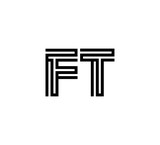 Initial two letter black line shape logo vector FT
