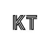 Initial two letter black line shape logo vector KT