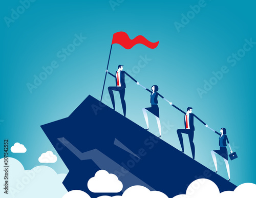 Business people together to success holding each team hands. Concept business teamwork vector illustration Support