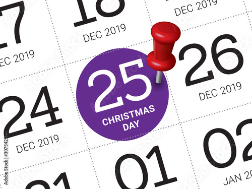 Christmas day calendar on diary