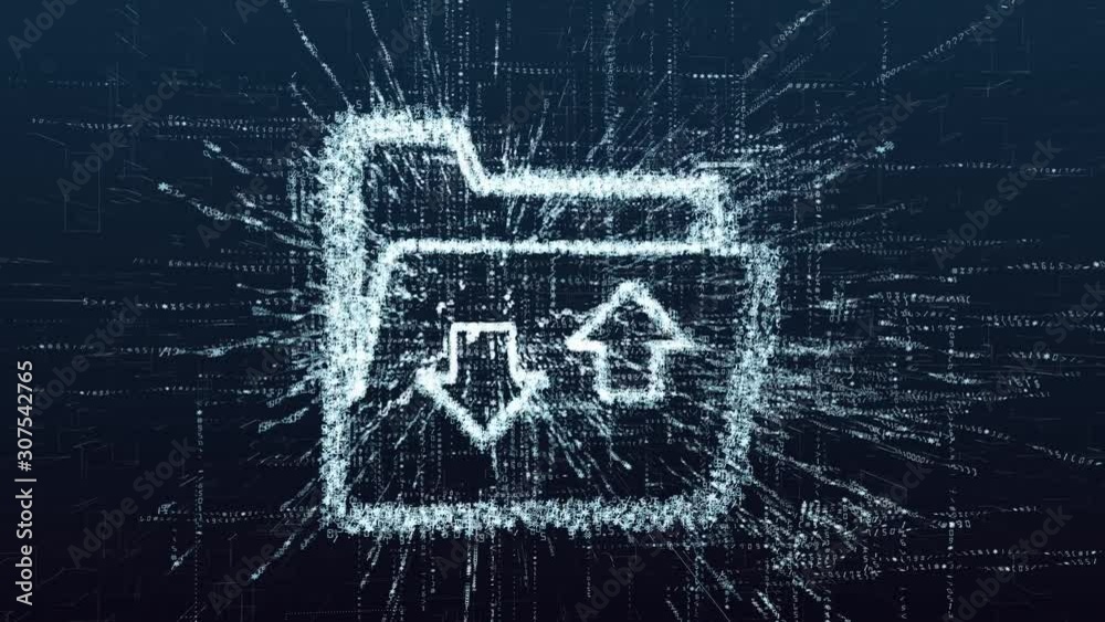 Digital data storage. Virtual archive. Folder for documents and files consisting of numbers and symbols. Modern technology of processing and storage of information in electronic form.