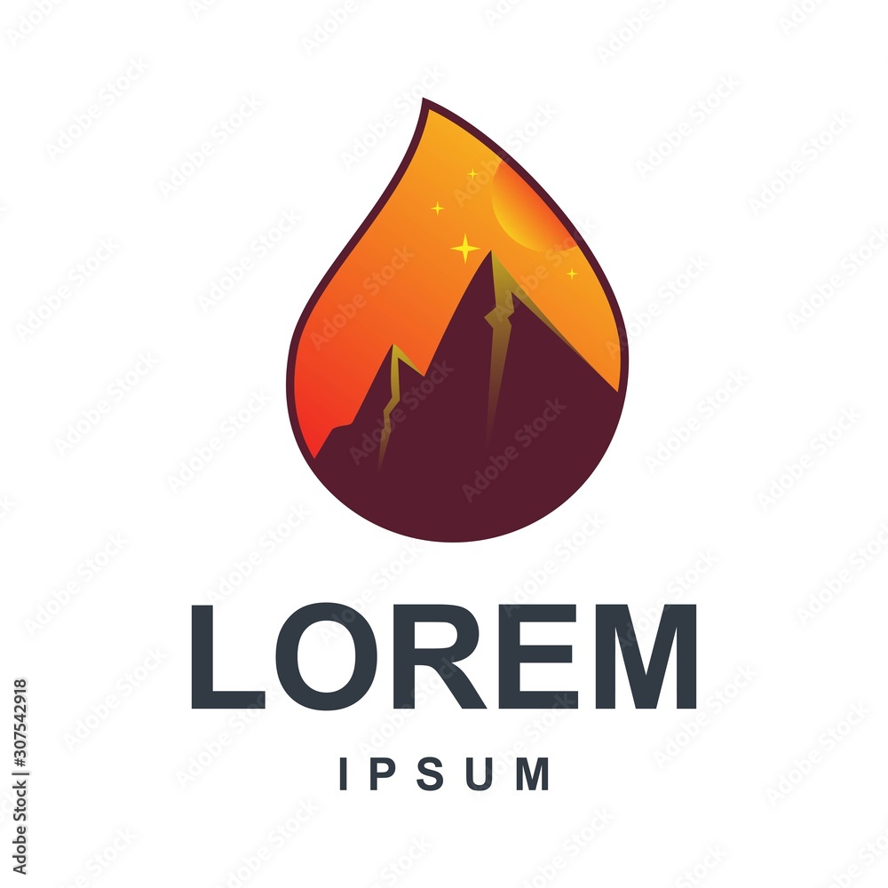 mountain with water drop logo design mountain with water drop logo design