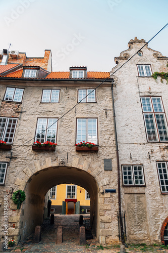 Old town Swedish Gate in Riga, Latvia photo