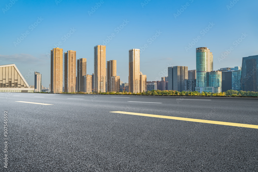 Urban modern architectural landscape and Street View Road