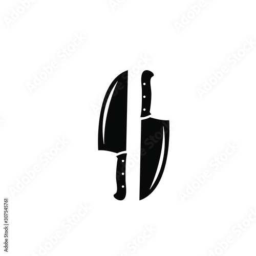 butcher knife black logo icon design vector