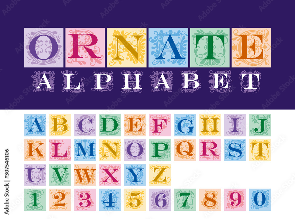 ornate vector set of letters in the old vintage style. ornate vector set of letters in the old vintage style.