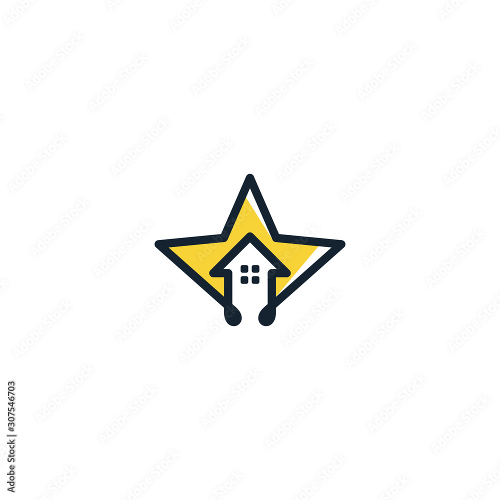 Combination of home and star logo design vector unique Combination of home and star logo design vector unique