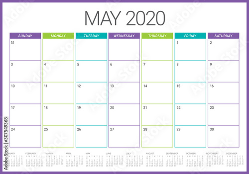 May 2020 desk calendar vector illustration