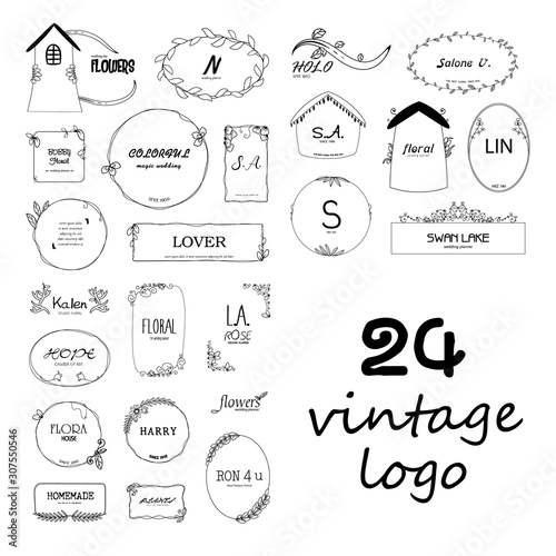 24 vintage Flower Logos.