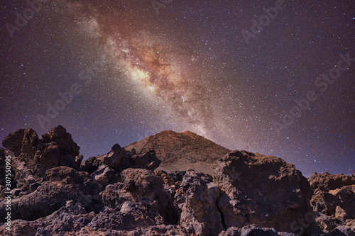 Starry sky in the mountains of Volcano Teide