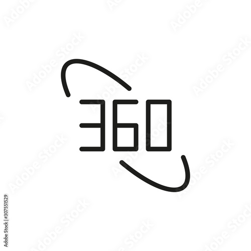 Simple 360 degrees line icon.