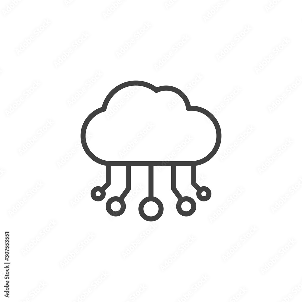 Cloud network line icon. linear style sign for mobile concept and web design. Cloud Computing Connection outline vector icon. Symbol, logo illustration. Vector graphics Cloud network line icon. linear style sign for mobile concept and web design. Cloud Computing Connection outline vector icon. Symbol, logo illustration. Vector graphics