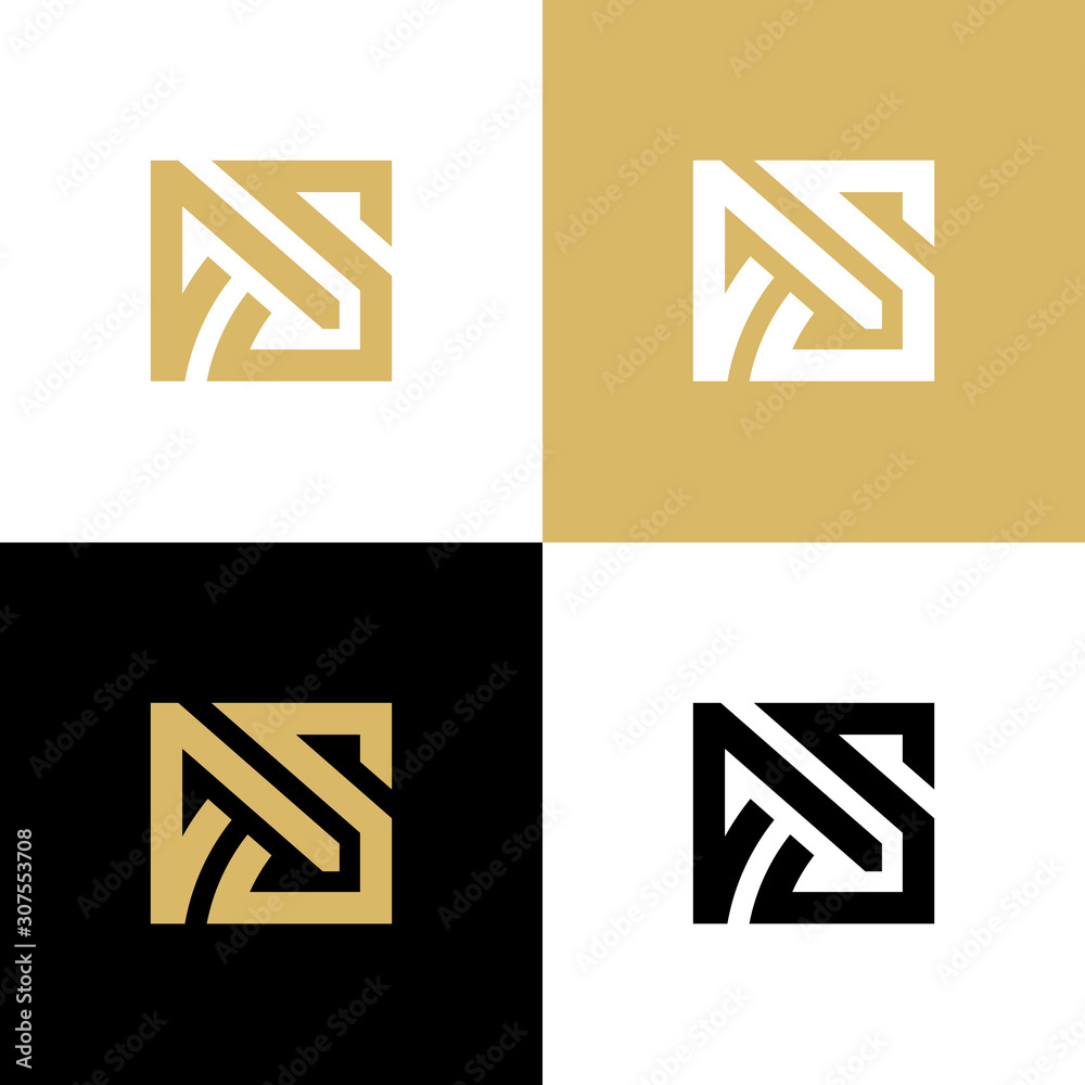 Initial letter AS logo design, square shape vector illustration Initial letter AS logo design, square shape vector illustration