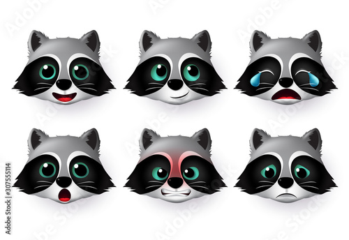 Wolf emoticon or emojis vector set. Wolfs face head emoji animal character in cute expressions with angry, crying, surprise, sad naughty and happy isolated in white background. Vector illustration.