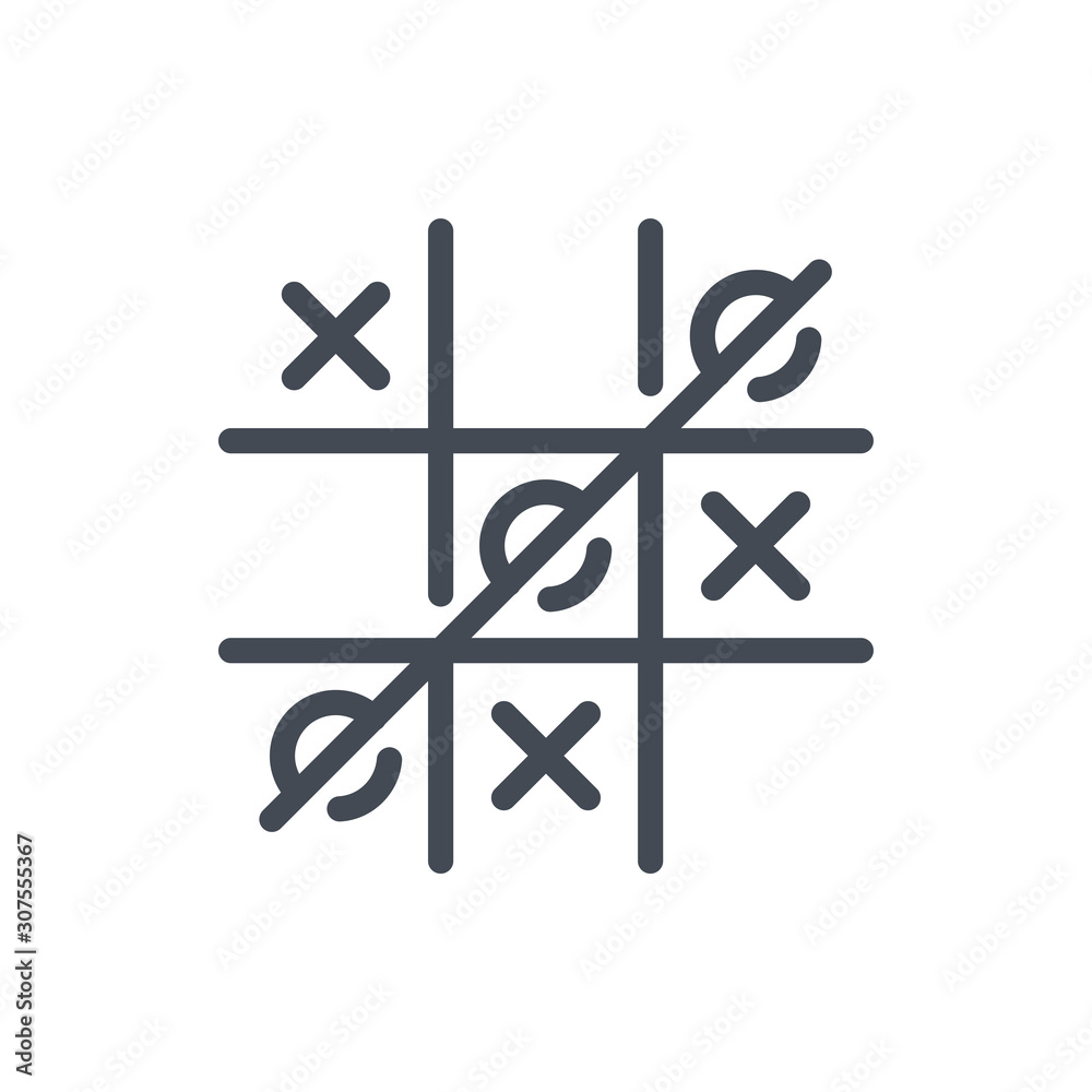 Tic tac toe line icon. Logical game vector outline sign. Tic tac toe line icon. Logical game vector outline sign.