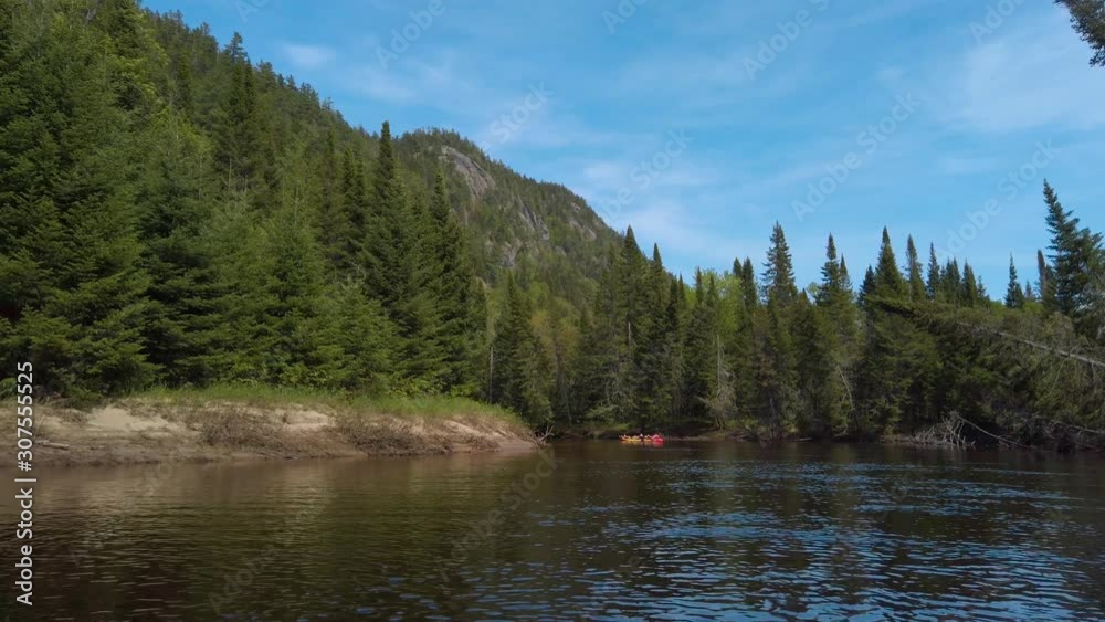 Kayak river trip through Mont Tremblant National Park forest in Quebec, Canada Kayak river trip through Mont Tremblant National Park forest in Quebec, Canada